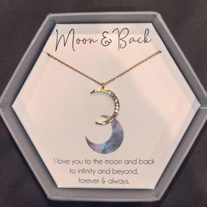 Gold “I love you to the moon and back” meaning - Moon Diamond Necklace